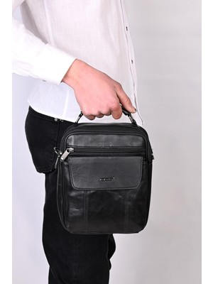 Hakiki Deri Uzun Askılı Şık El Çantası, Siyah Renk, Şıklığıyla Öne Çıkar.