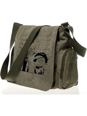 Woodhub Yeşil Postacı Çantası R&m Baskılı Ergonomik Tasarım Hafif Tekstil Aksesuar
