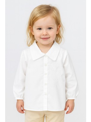 Seabubbles Nakışlı Kız Çocuk Poplin Uzun Kol Gömlek