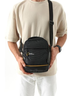 Erkek Çanta 23X14 Cm, Çapraz ve Omuz Kullanımı, Siyah Renkli Mega Tasarım