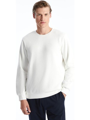 Bisiklet Yaka Baskılı Erkek Kalın Sweatshirt  (W5)