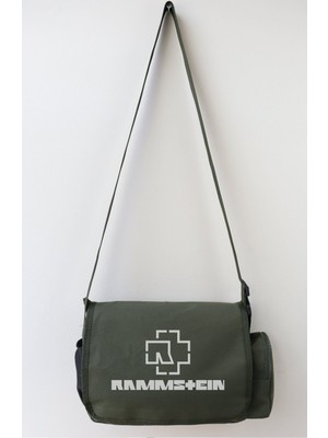 Haki Rammstein Temalı Unisex Rock Postacı Çantası, Şık ve Rahat Kullanım