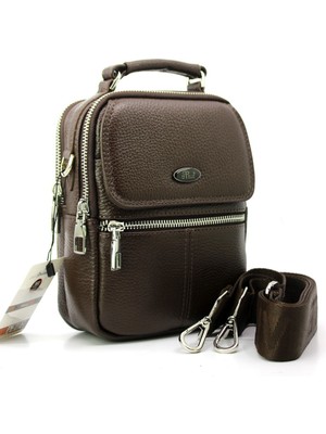 Hakiki Deri Erkek Omuz Çantası, Kahverengi, Şık ve Dayanıklı Tasarım