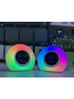 Rgb Işıklı Dijital Masa Saati,alarm,termometre, Renkli Gece Lambası, USB Girişli Höparlör