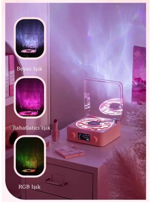 Fırsat 7 Nostalji Plak Çalar Bluetooth Subwoofer 3d Ses Dalgası Retro Müzik Plak Çalar Aura Bulutlusu Ledli