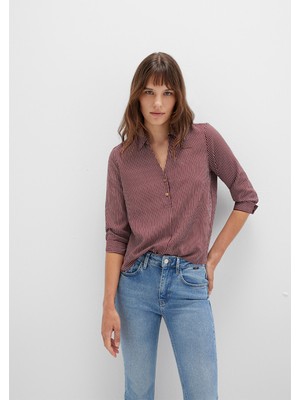 Mavi Çizgili Bordo Bluz 122400-88614