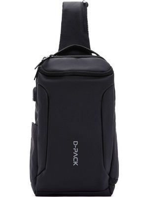 D-Pack Erkek Siyah Teknolojik Kumaş Çapraz Çanta, Şık ve Kullanışlı Tasarım