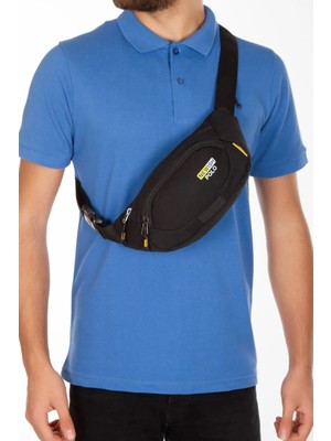 Su Geçirmez Bel ve Omuz Çantası, Günlük Kullanım, Şık ve Dayanıklı Siyah-Sarı Renkli