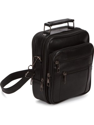 Şık Erkek Deri El ve Omuz Çantası, Günlük Kullanım, Siyah Renk