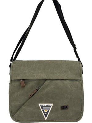 Yeşil Kanvas Postacı Çanta, Şık ve Hafif Evrak Çantası
