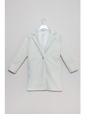 Düğmeli Kruvaze Yaka Kız Çocuk Kaşe Kaban