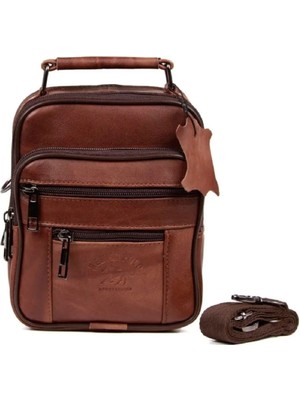 Hakiki Deri Kahverengi Erkek Omuz ve El Çantası 15X19CM