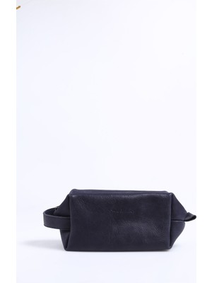 Lacivert Erkek Deri Traş Çantası, Şık ve Dayanıklı Eşya Taşıma Çözümü