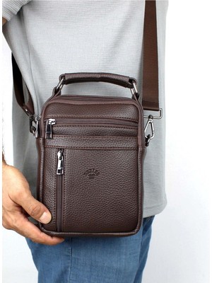 Erkek Kahverengi Çok Bölmeli Omuz ve El Çantası