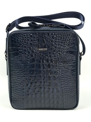 Lacivert Hakiki Deri Postacı Çantası, Şık ve Kullanışlı Tasarım