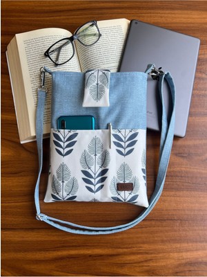 Mavi El Yapımı Cepli Taşıma Askılı Kılıf ve Organizer Çanta