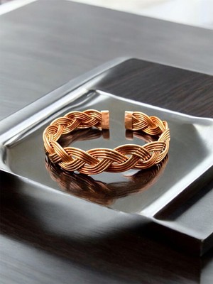 El Örmesi Saf Bakır Bileklik ve Saç Örgüsü, Şık ve Doğal Tasarım