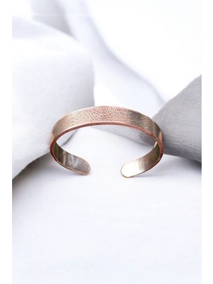 El Yapımı Saf Bakır Bileklik, Cam Kırığı Tasarımı, Unisex, Oksitlenmiş Koyu Renk