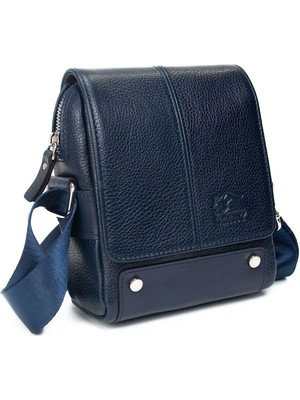 Hakiki Dana Deri Erkek Postacı Çantası, Koyu Lacivert, Şık ve Kullanışlı.