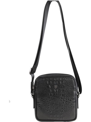 Şık Timsah Desenli Siyah Postacı Çanta, Günlük Kullanım Için Uygun