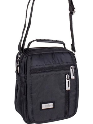 Şık Siyah Çok Gözlü Erkek Askılı El Çantası