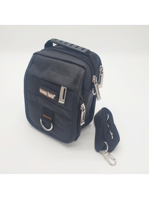 Yatay Fermuarlı Kapaklı Mini Erkek El Çantası, Gri