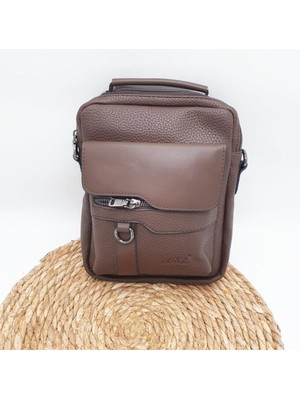 Kahverengi Kapaklı ve Fermuarlı Erkek El Çantası, Şık ve Kullanışlı Tasarım