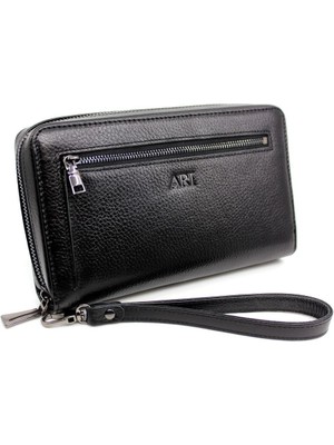 Hakiki Deri Siyah Telefon Bölmeli Kadın El Çantası