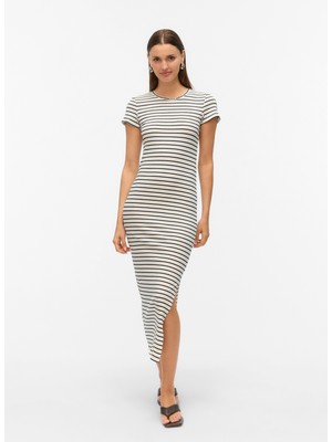 Vero Moda Bisiklet Yaka Beyaz Uzun Kadın Elbise Vmsea Ss 7/8 Dress Jrs