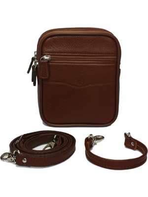 Hakiki Dana Deri El ve Omuz Çantası, Şık Kahverengi Tasarım.