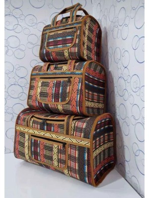 Renkli Hasır Desenli 3'lü Çanta Seti, Şık ve Hafif Kombinlere Uyum Sağlar