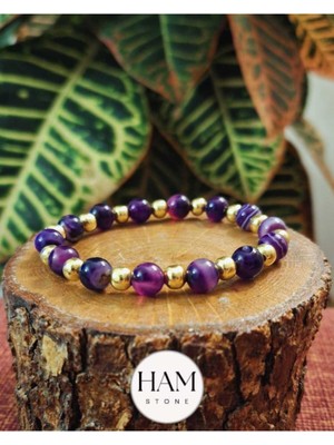 Mor Akik Doğal Taş Bileklik, Zarif ve Şık Takı Seçeneği