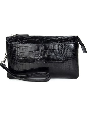 Hakiki Dana Deri Siyah Erkek Portföy Clutch Çanta, Şık ve Dayanıklı Tasarım