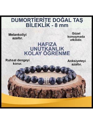 Dumortierite Doğal Taş Bileklik, 8 Mm, Şık ve Enerjik Tasarım