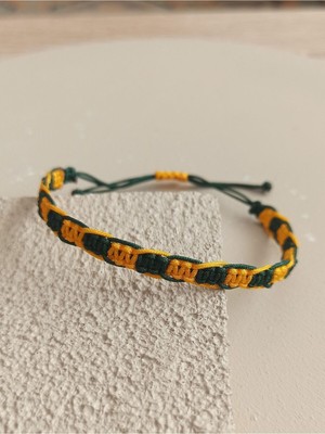 El Yapımı Sarı ve Yeşil Makrome Bileklik, Ayarlanabilir, Unisex Şık Aksesuar