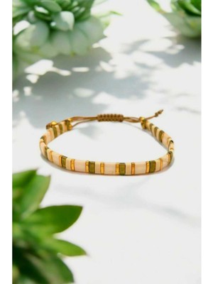 El Yapımı Doğal Taş ve Cam Boncuklu Şık Minimal Bileklik