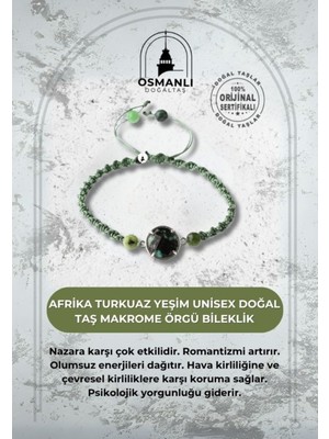 Doğal Taş Makrome Bileklik, Yeşim ve Turkuaz Renkli, Unisex Takı