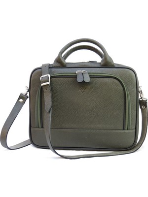 Yeşil Hakiki Deri El ve Omuz Askılı Tablet Çantası