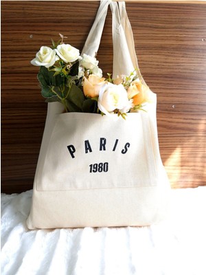 Bej Pamuk Kanvas Yıkanabilir Bez Çanta, Şık ve Hafif, Günlük Kullanım Için Ideal