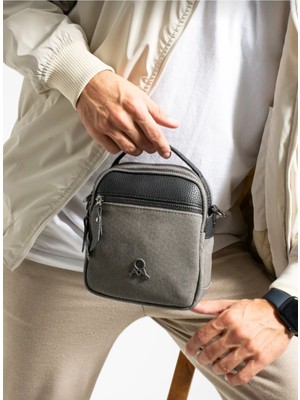 Şık Gri Erkek El ve Omuz Çantası, Kullanışlı ve Modern Tasarım