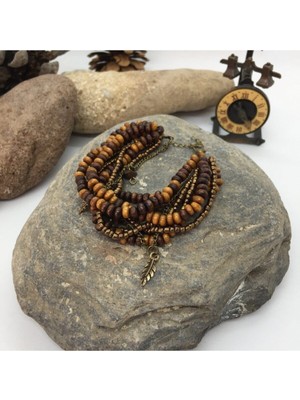 El Yapımı Etnik Bohem Ahşap Bileklik, Doğal ve Şık Aksesuar.