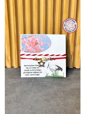 El Yapımı Dilek Şans Bilekliği Kırmızı Yıldız Inci Tasarım