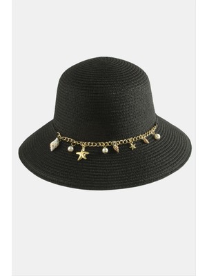 Ahes Shopping Deniz Kabuğu Zincirli Hasır Şapka