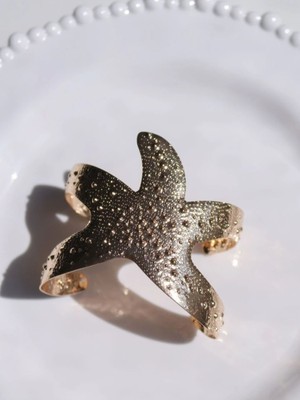 Parlak Altın Deniz Yıldızı Bileklik, Şık Takı, Özel Tasarım, Zarif ve Güzel Hediye