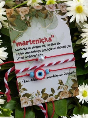 Kadınlar Günü Için Kırmızı Fimo Marteniçka Ipi Bileklik