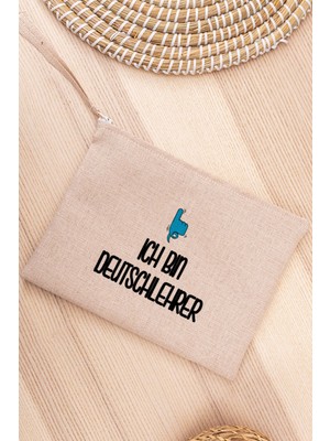 El Çantası, Keten Bez, Erkek, Öğretmen, Bej, Şık ve Hafif Tasarım