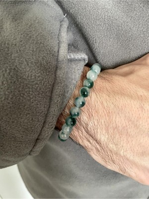 Knittingtr Yeşil Doğal Taş Bileklik - El Yapımı, Unisex, Şık ve Rahat Takım