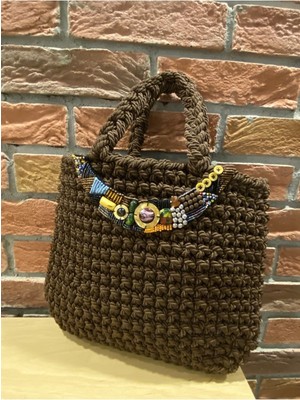 Kahverengi Örgü El Çantası, Şık ve Hafif Tasarım, Günlük Kullanım Için Ideal