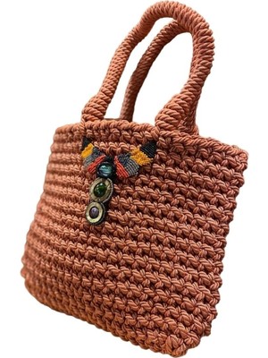 Turuncu Örgü Çanta, Şık ve Hafif El ve Omuz Çantası