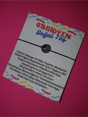 Sertifikalı Doğal Obsidyen Taşlı Şık Bileklik, Enerjik ve Özgün Tasarım.